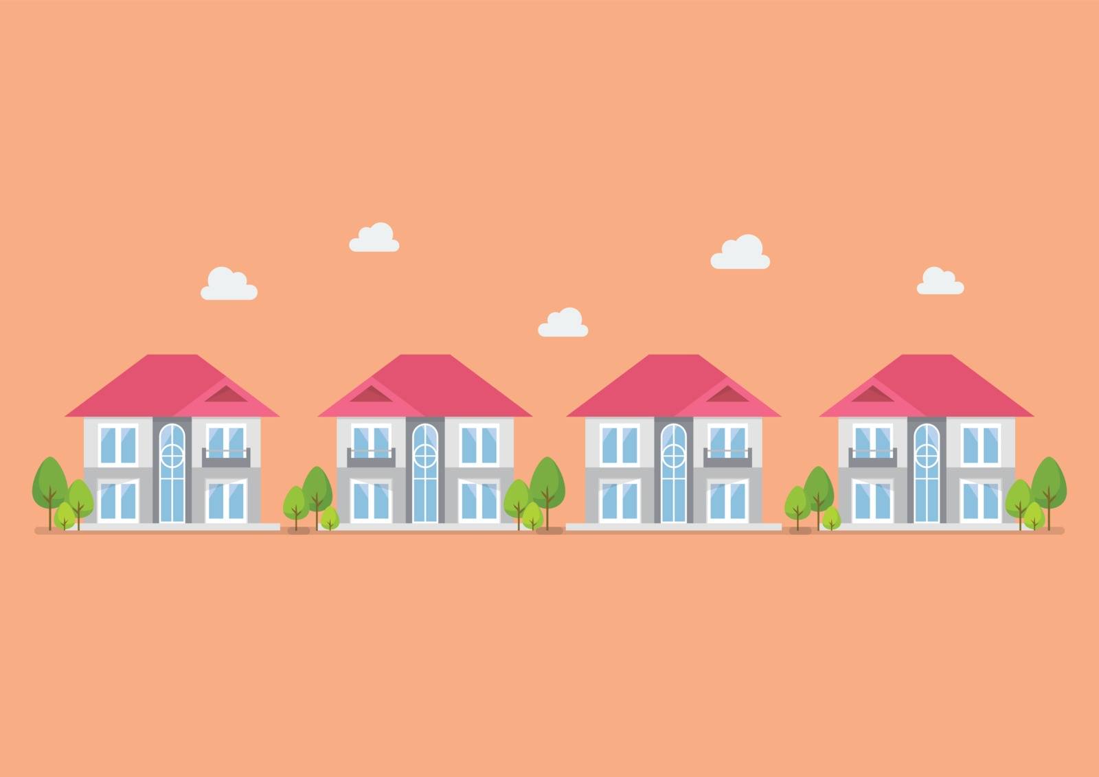 Housing development flat design icon. Vector illustration