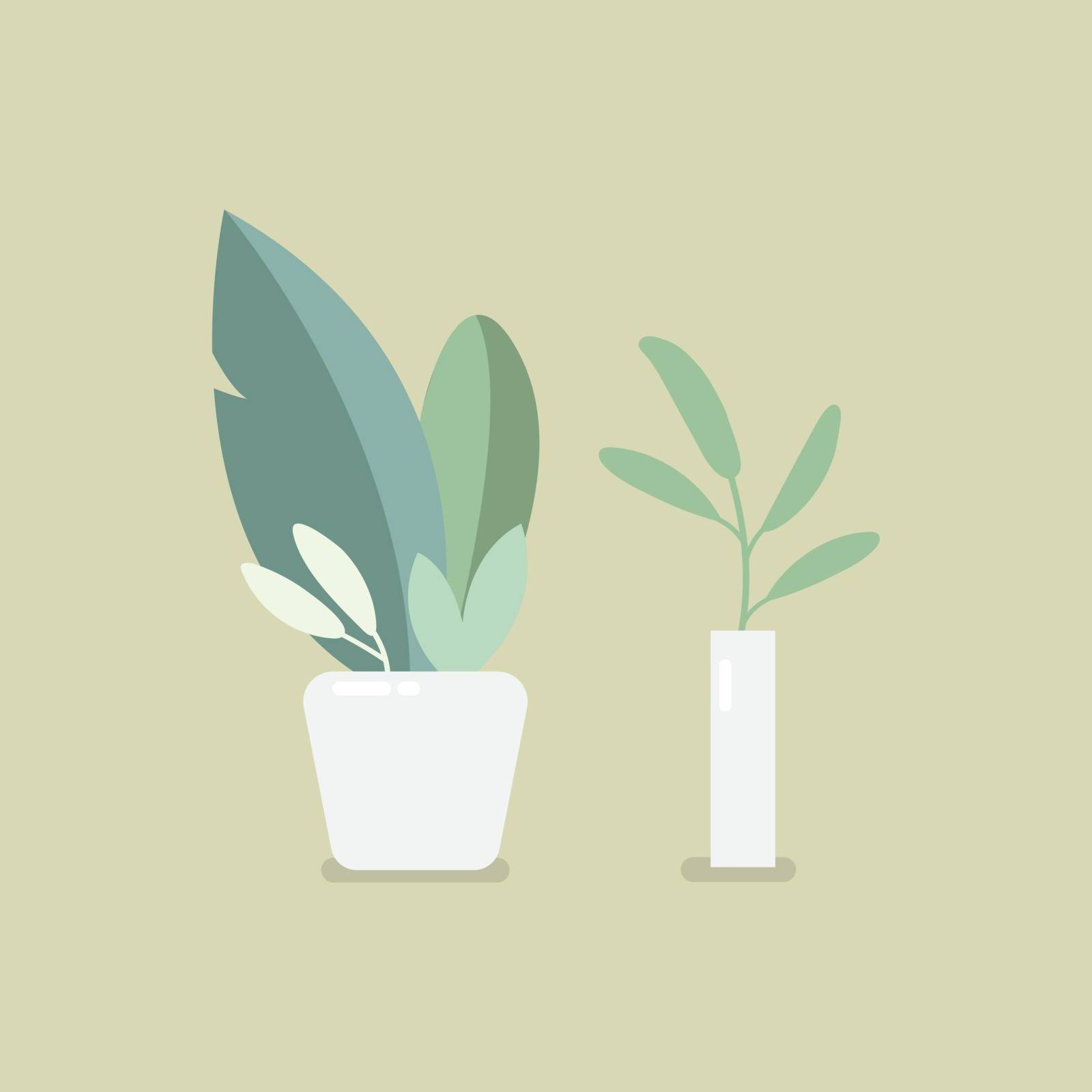Houseplant in pot. Flat style vector illustration