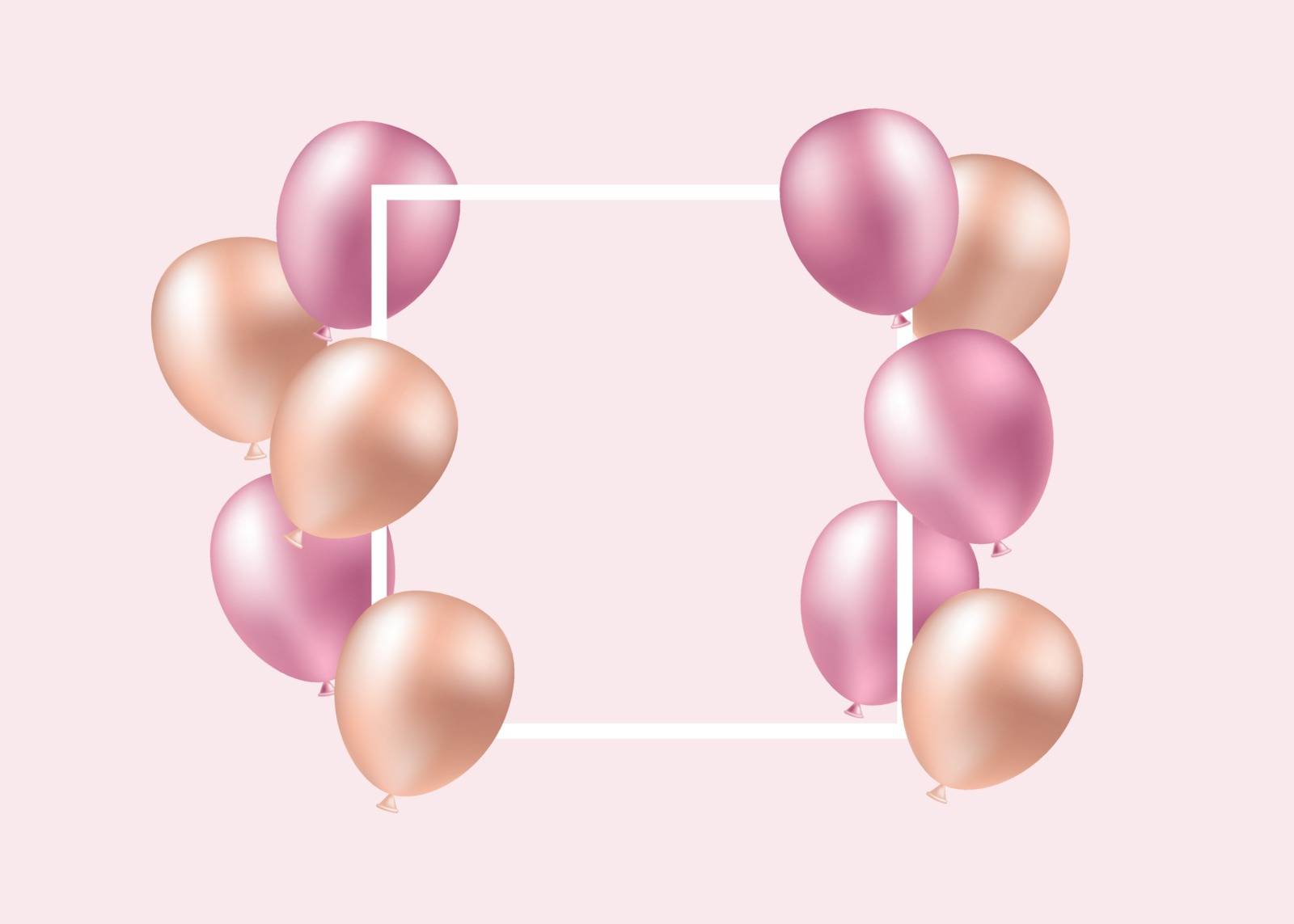 Illustration of blank place card with pink balloons by Helenshi