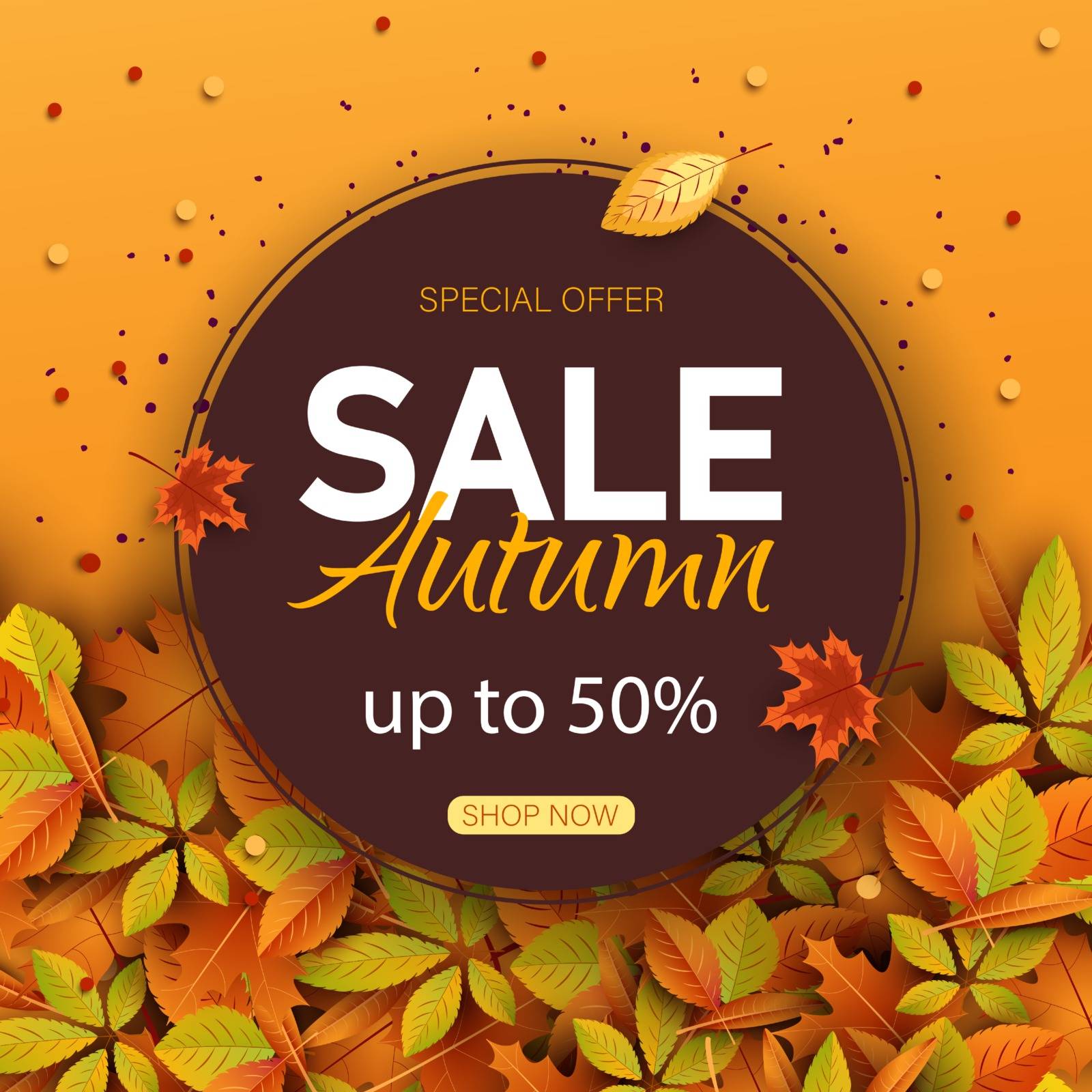 Big autumn sale. Autumn sale vector background.