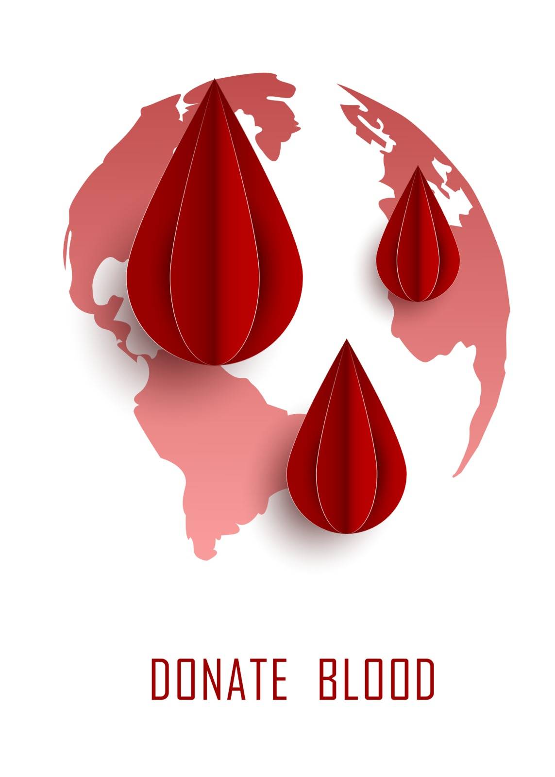 Blood drop paper day blood donation background. Medical donation concept. Vector illustration flat design. Donor day. Give life. Donate drop blood sign in flat design by Helenshi