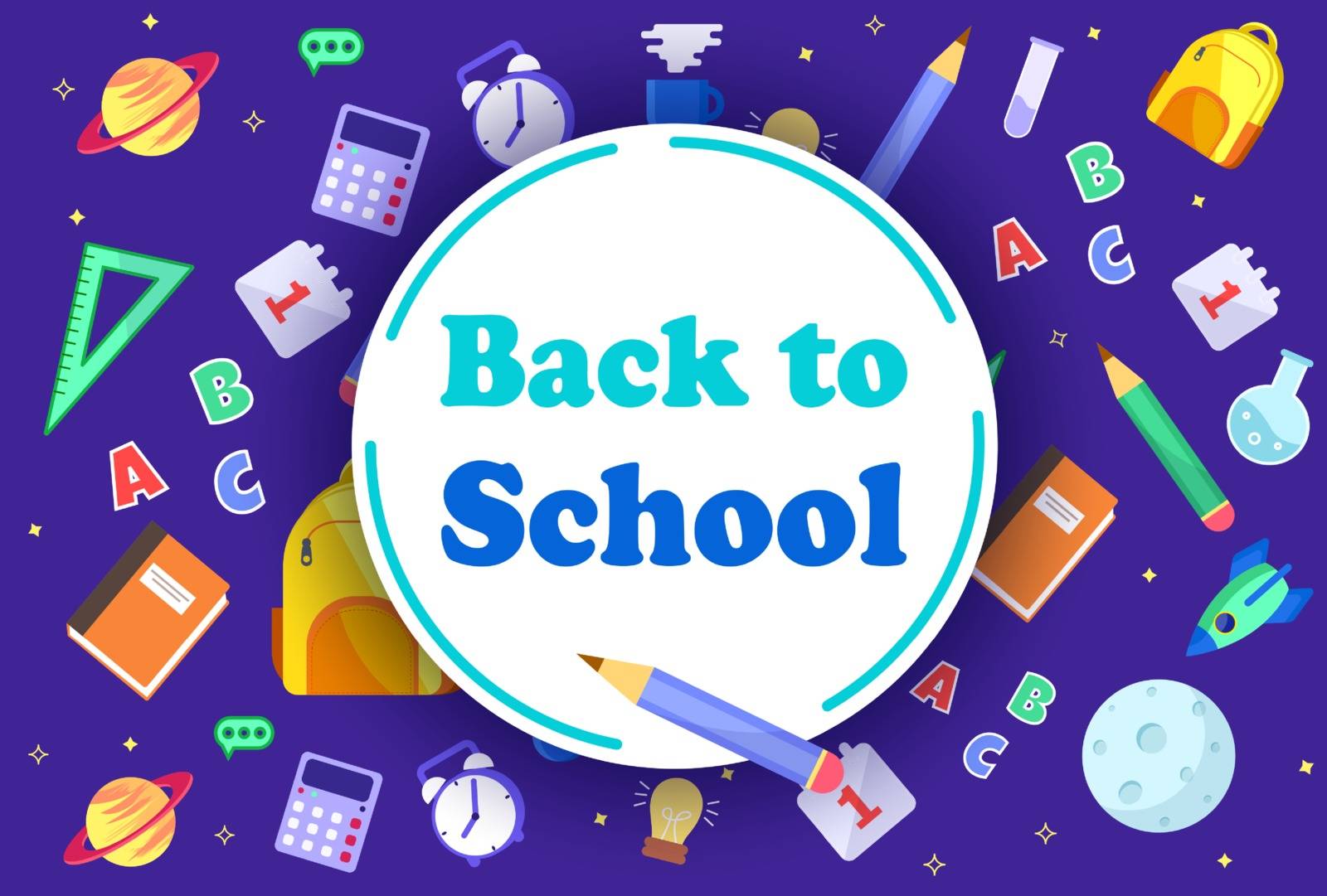 Colorful back to school templates for invitation, poster, banner, promotion,sale etc. School supplies cartoon illustration. Vector back to school design templates.