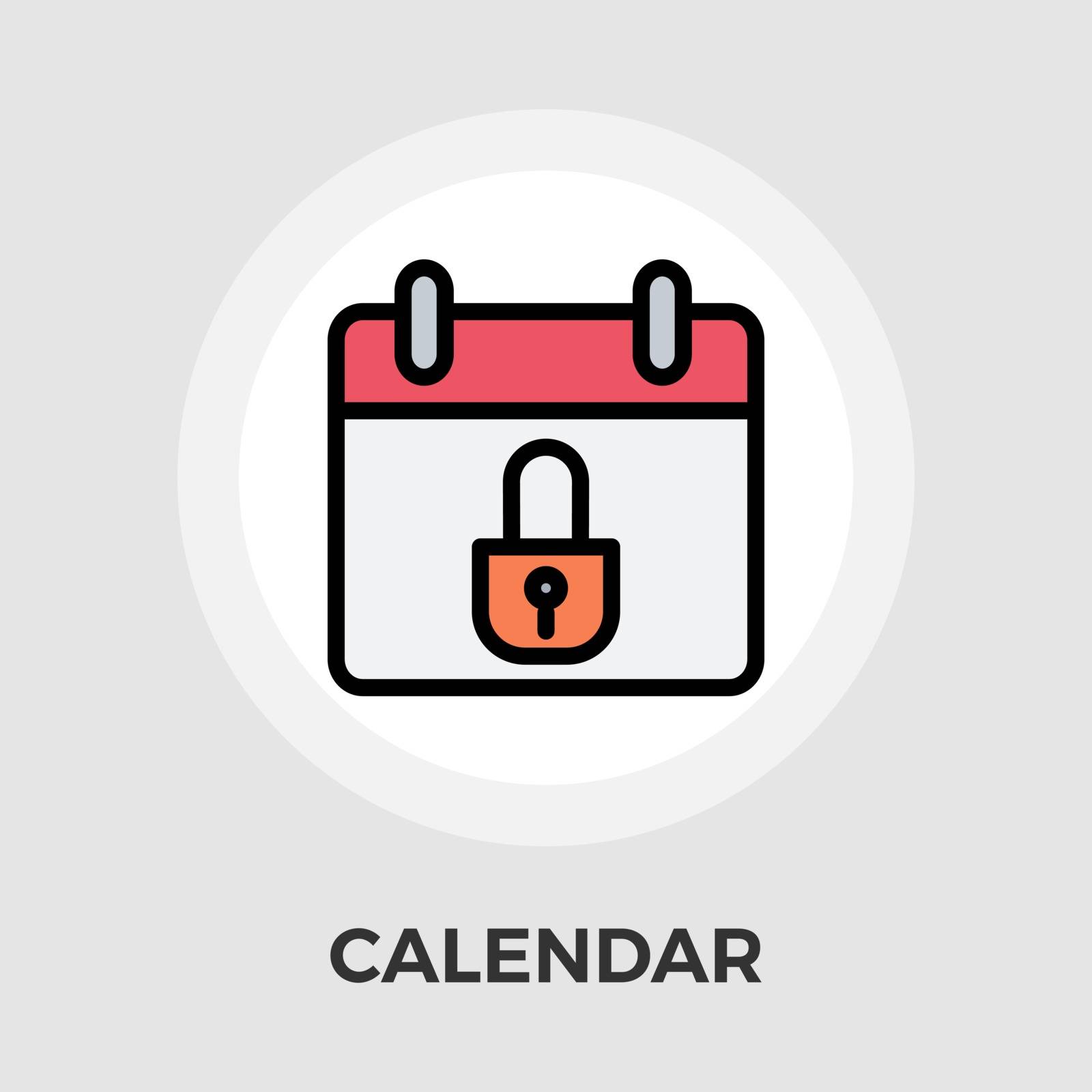 Calendar with padlock icon vector. Flat icon isolated on the white background. Editable EPS file. Vector illustration.