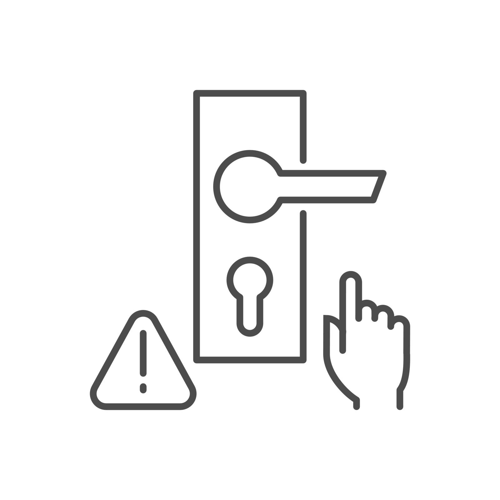 Don't touch door handle related vector thin line icon. by smoki