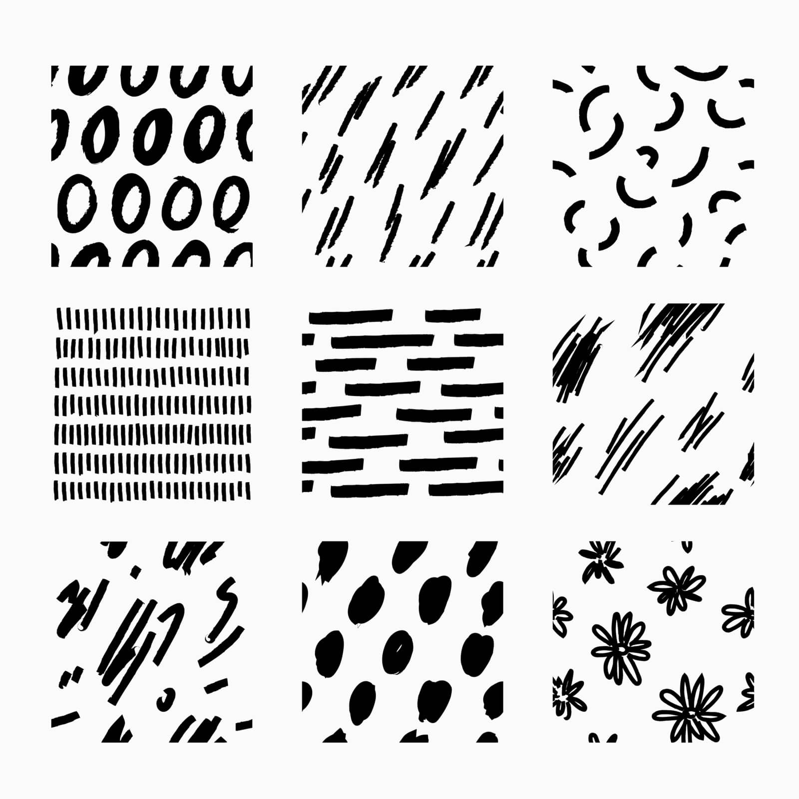 Freehand vector pattern swatch set