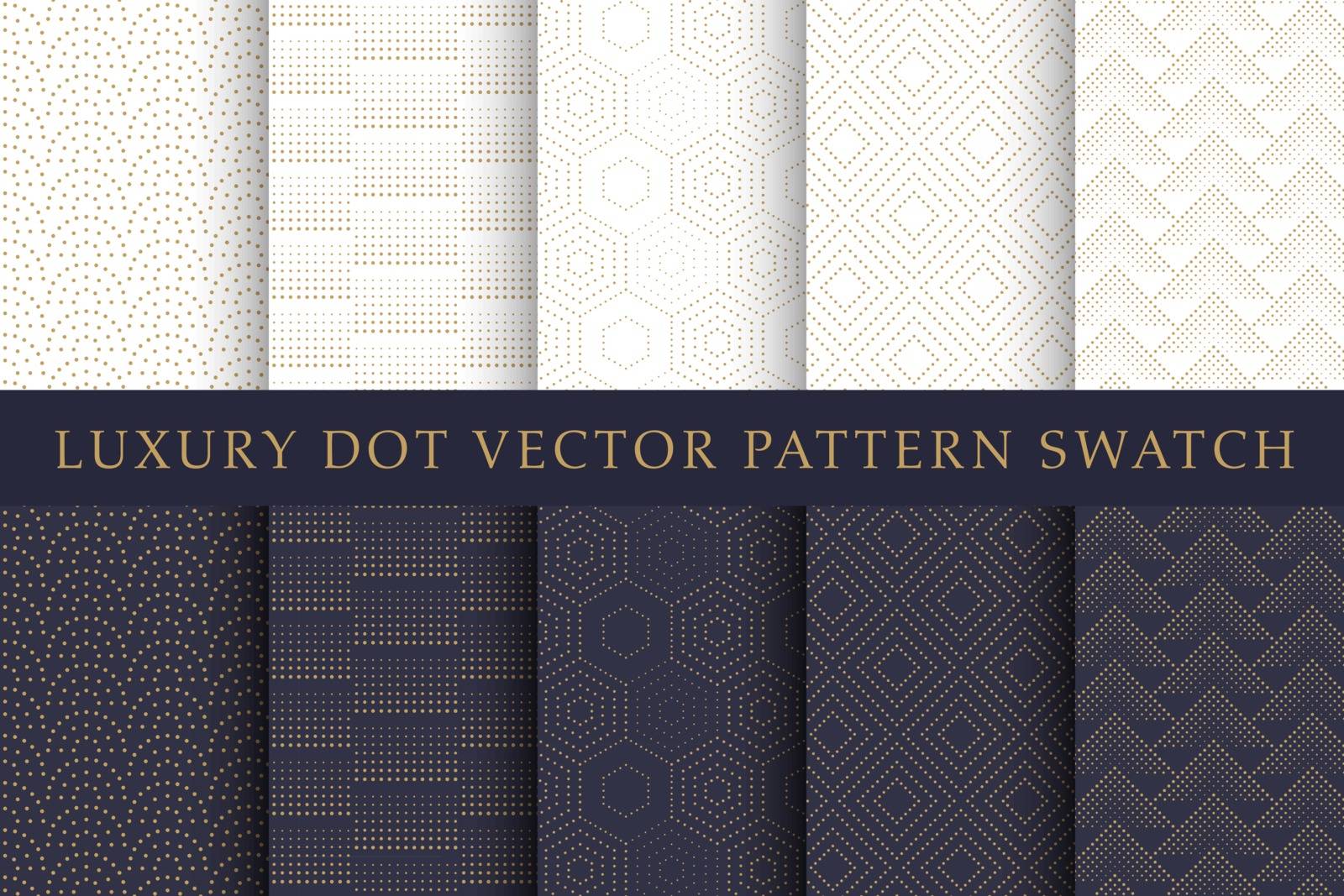 Golden luxury dot vector pattern swatch set