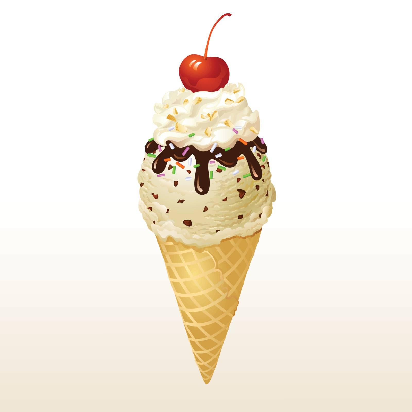 Vanilla Ice cream cone, EPS10, This illustration contains transparency.