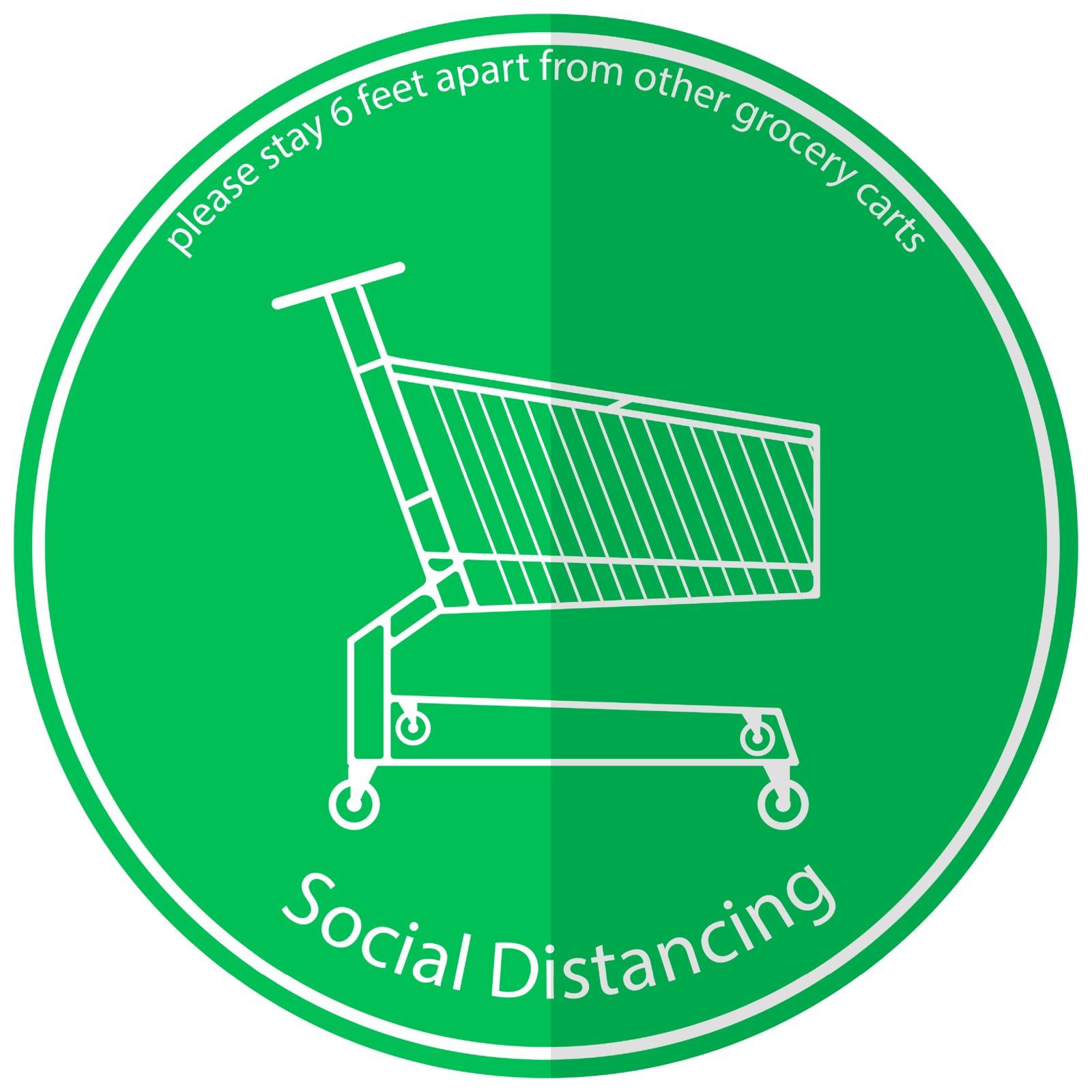 Icon Symbol grocery carts at the supermarket Keep the length of two grocery carts between you and other shoppers, concept Prevents the spread of covid19 Coronavirus, vector illustration by piyaphun