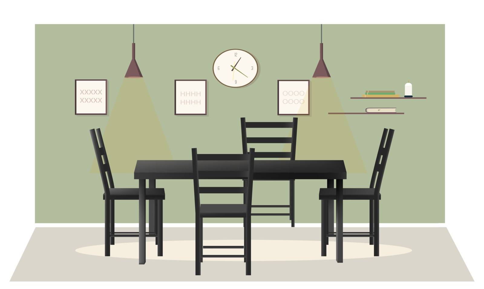 mock up illustration of a dining table in a room by aanavcreationsplus