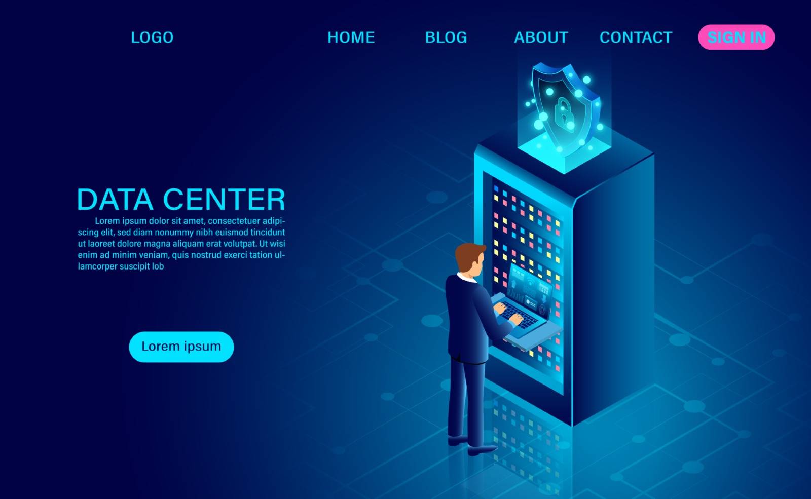 Data center server room and big data processing Protecting data security concept by Thanakorn02