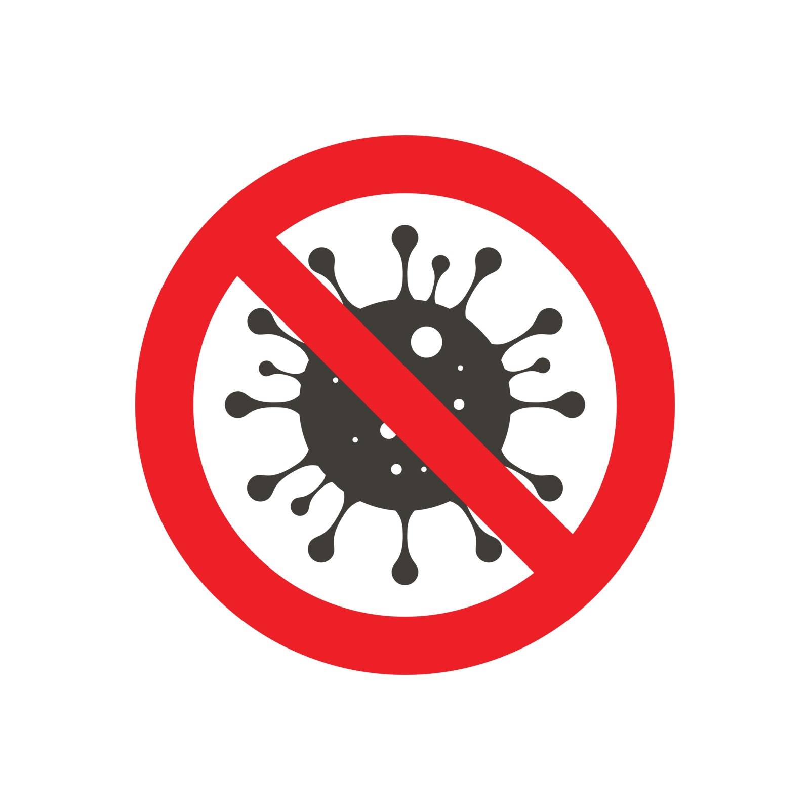 Sign caution coronavirus. Stop coronavirus. Coronavirus outbreak. Pandemic medical concept with dangerous cells.Vector illustration