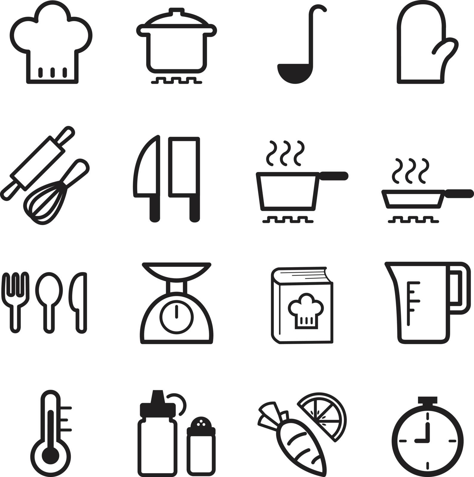 Cooking icons set by Puckung