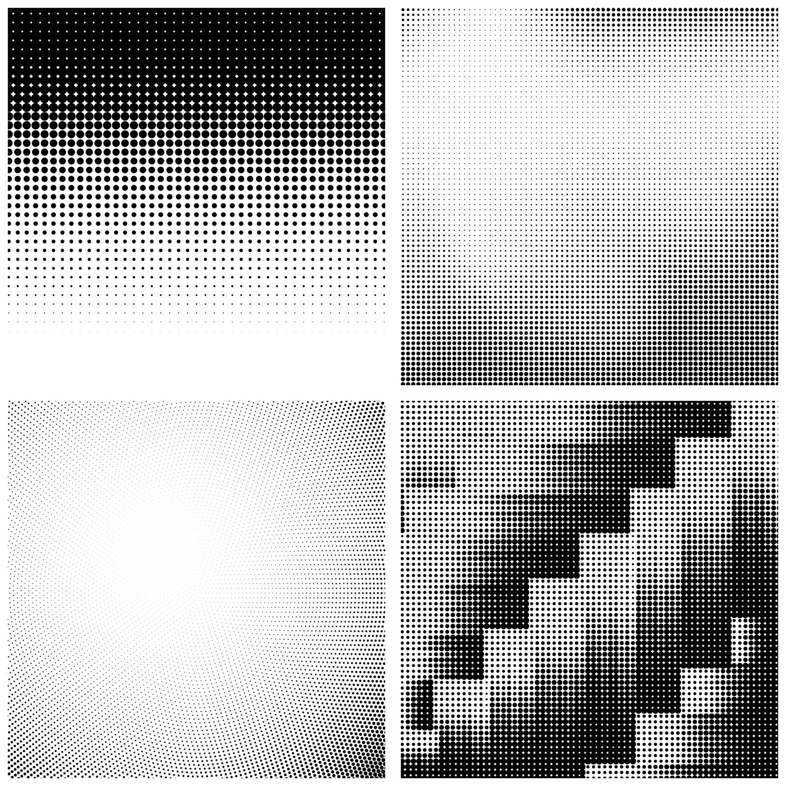 Halftone Pattern. Set of Dots. Dotted Texture on White Background. Overlay Grunge Template. Distress Linear Design. by valeo5
