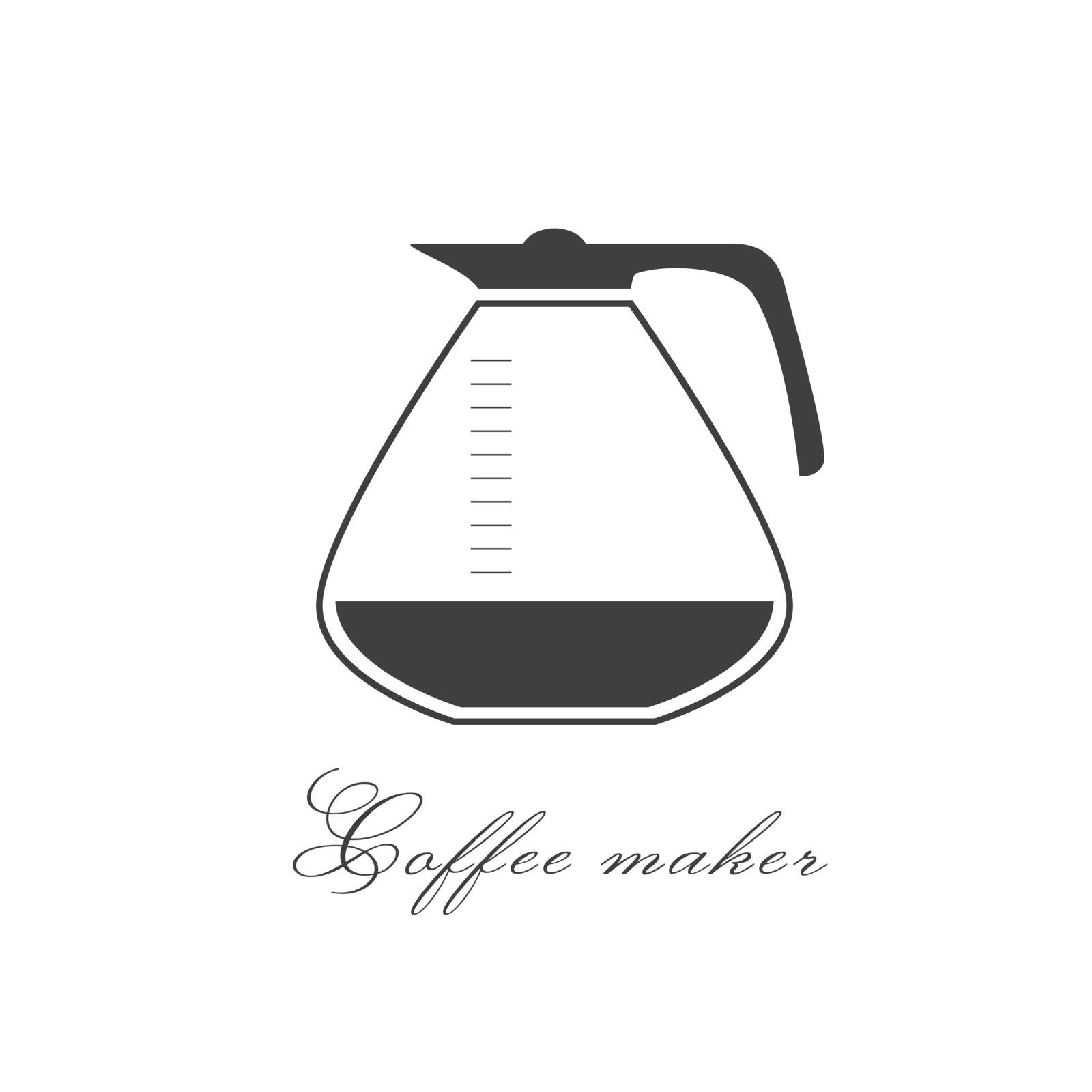 Filter coffee pot simple flat icon. Vector black coffee maker machine pot. Isolated graphic illustration. Glass filter coffee jug