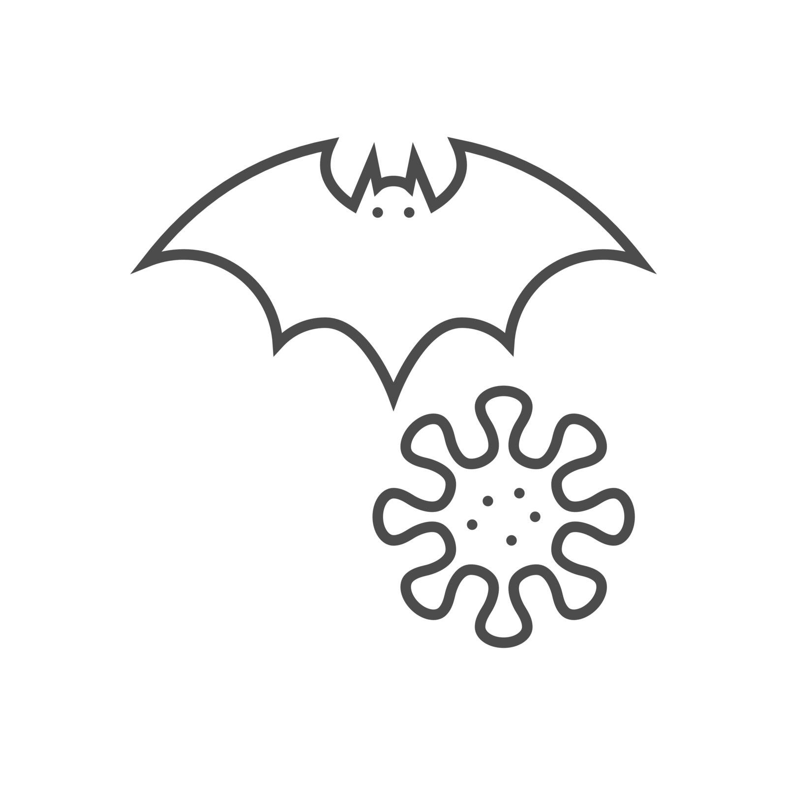 Bat carrier of coronavirus related vector thin line icon by smoki