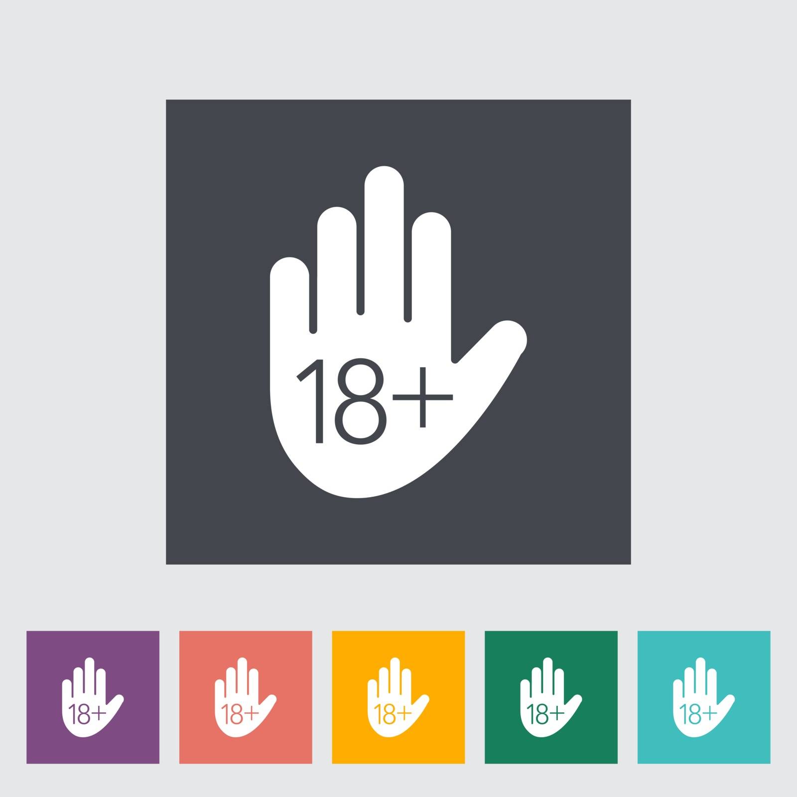 Age restriction. Single flat icon on the button. Vector illustration.