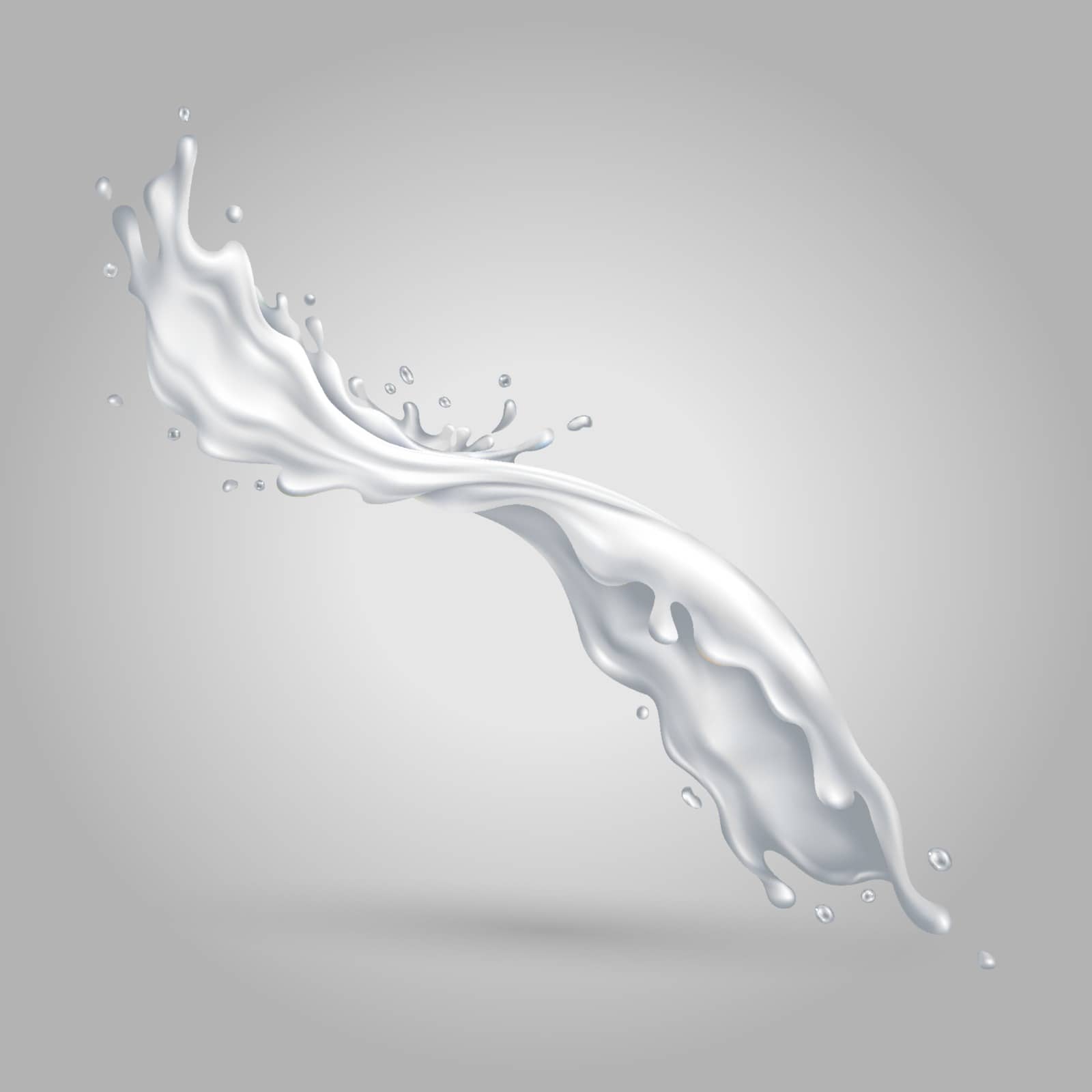 Milk liquid dynamic splash. Realistic vector illustration.