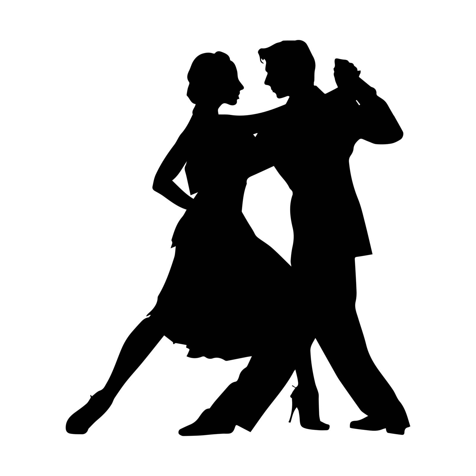 Ballroom and sports dances, silhouette of a pair of dancers