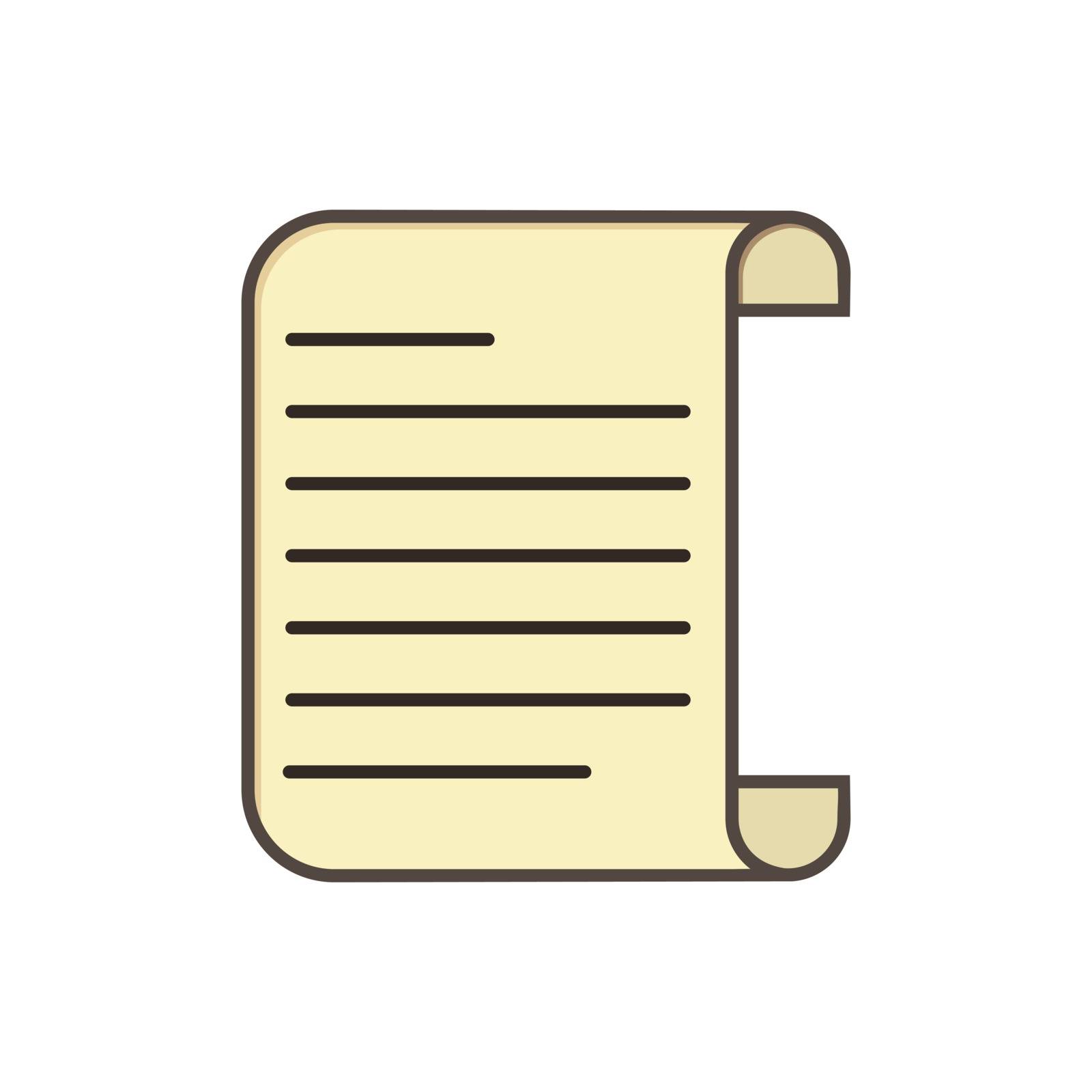 Simple paper scroll icon, simple flat design