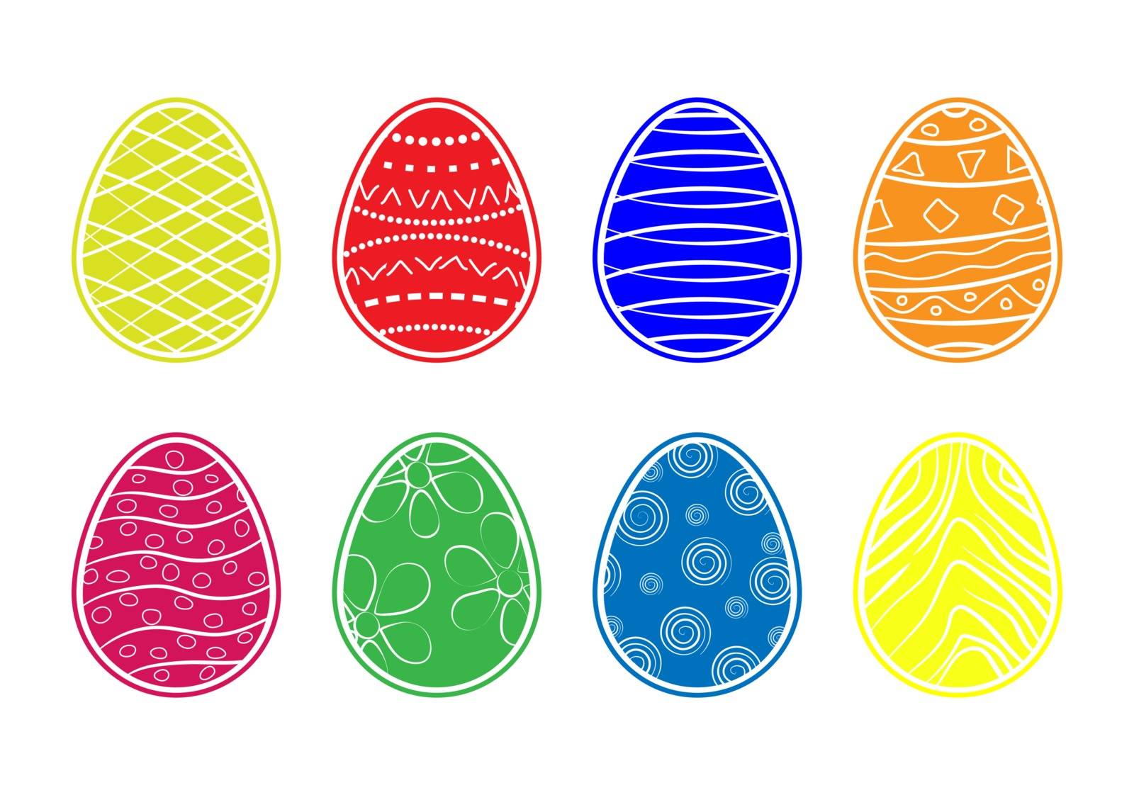 Simple color pattern of colored Easter eggs, flat design