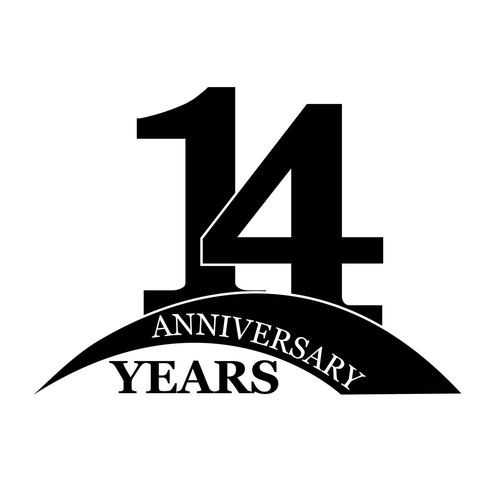 14 years anniversary, flat simple design, logo