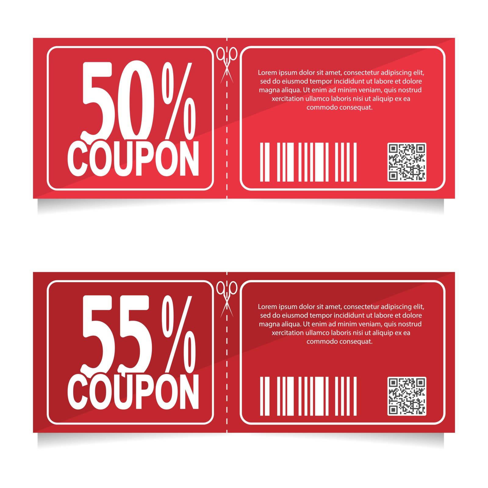 Design a coupon for a discount of 50 and 55 percent. Sales conce by Grommik