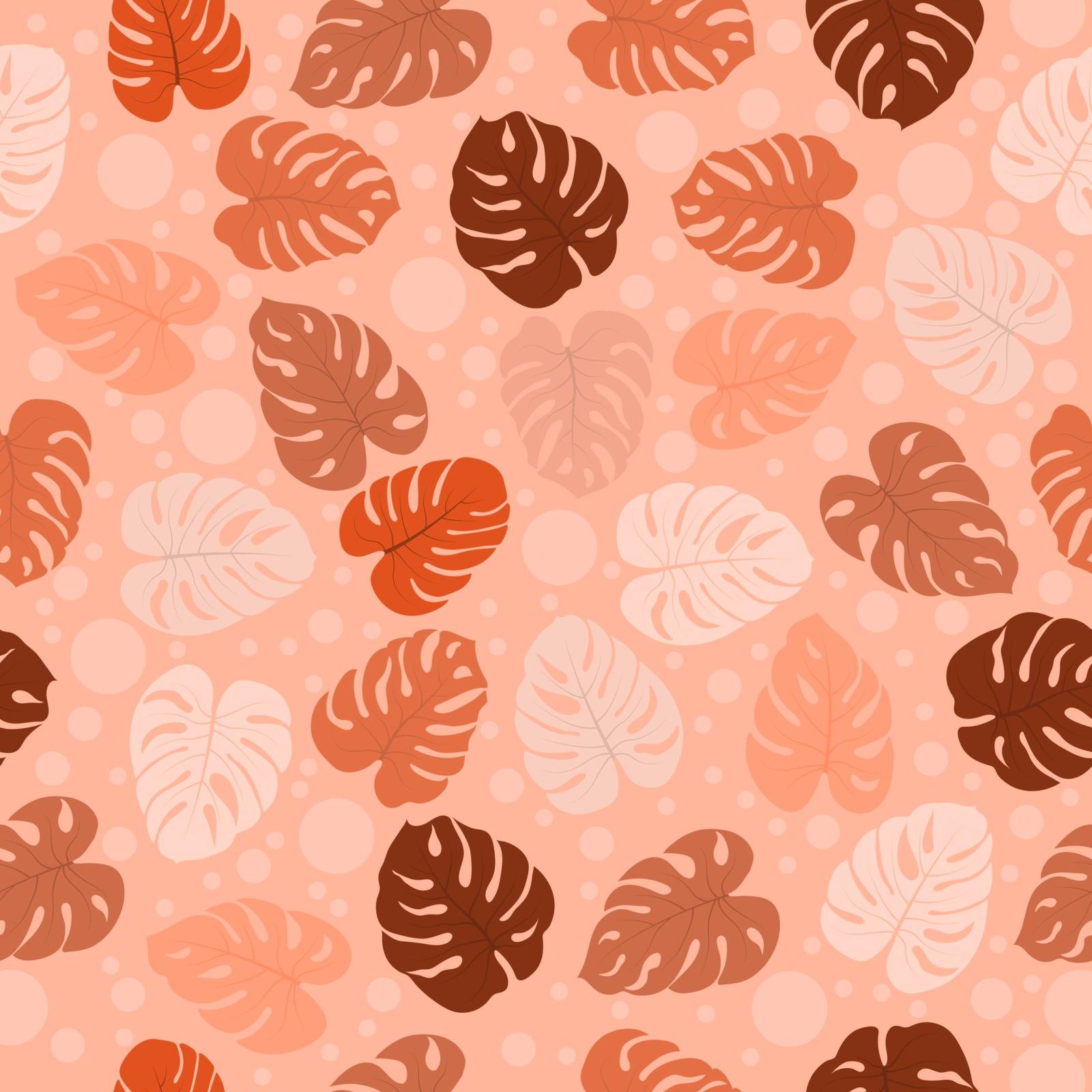 Seamless pattern with tropical plants leaves and monster bubbles by Grommik