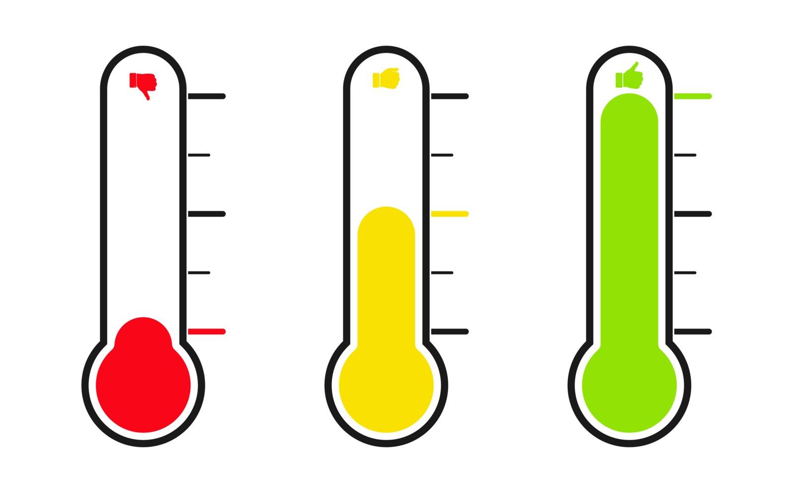 Thermometer with varying degrees of temperature. Reflection of e by Grommik