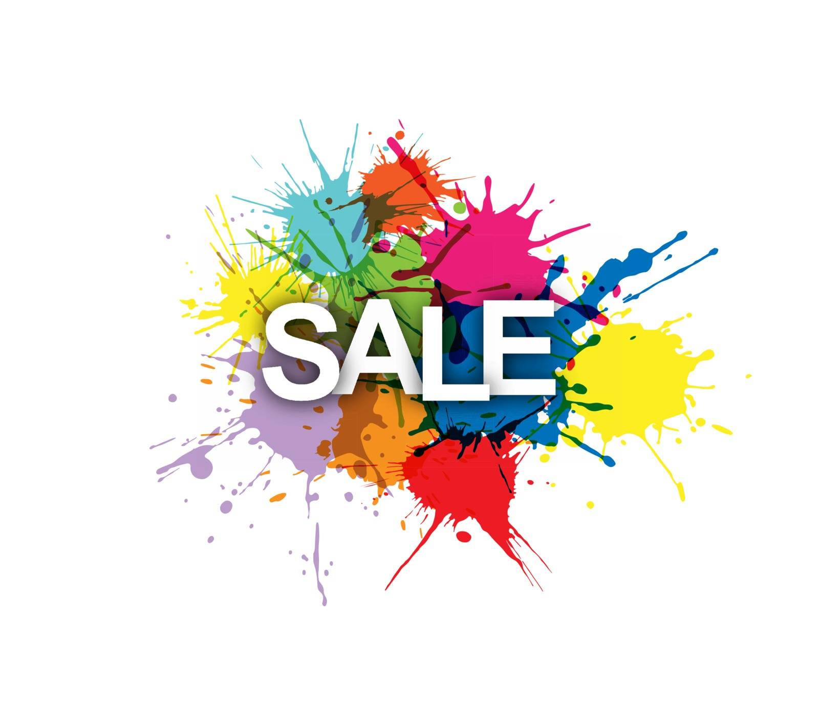 SALE! Colorful banner made of colored spray paint.