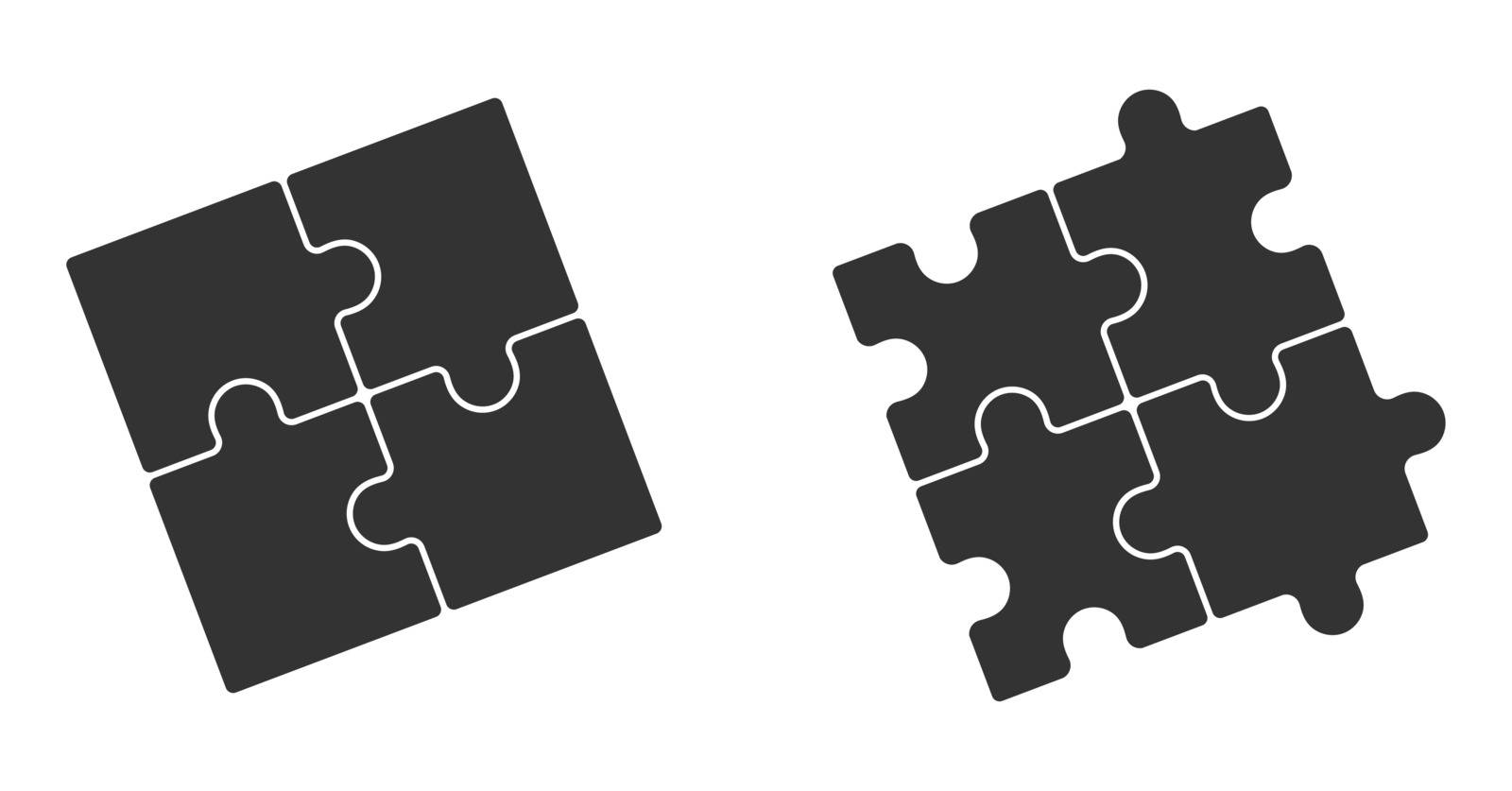 Puzzle icons set. Solid filled outline by Grommik