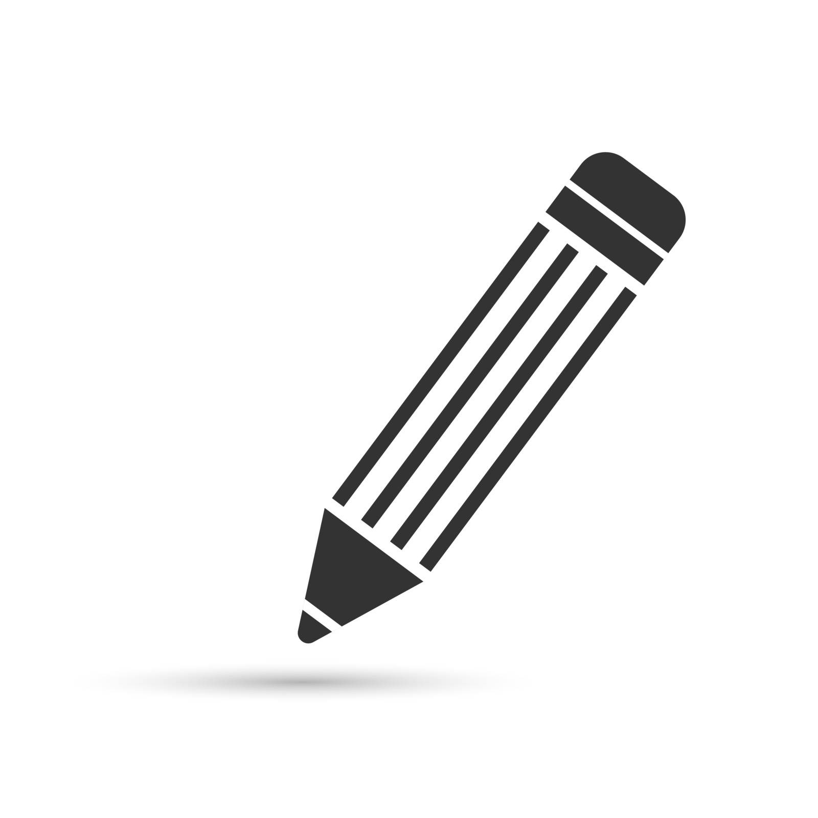 Pencil icon with eraser, flat simple design.
