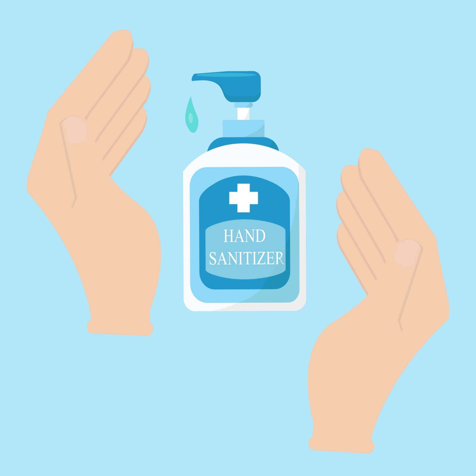 Hand sanitizer, hand sanitation concept banner. 
Flat illustration of hand sanitation vector concept banner for web design