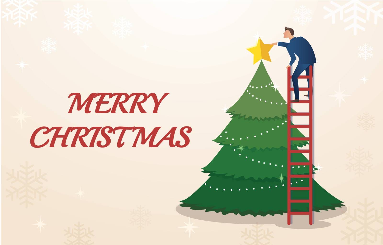 a businessman hold a star with Christmas tree and space for text background vector illustration eps10 by h-santima