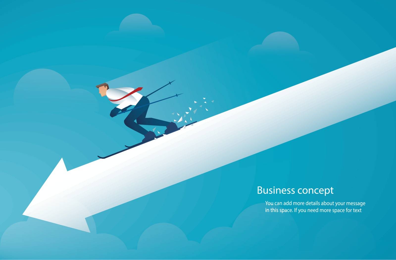 businessman ski on arrow to achieving success vector eps10