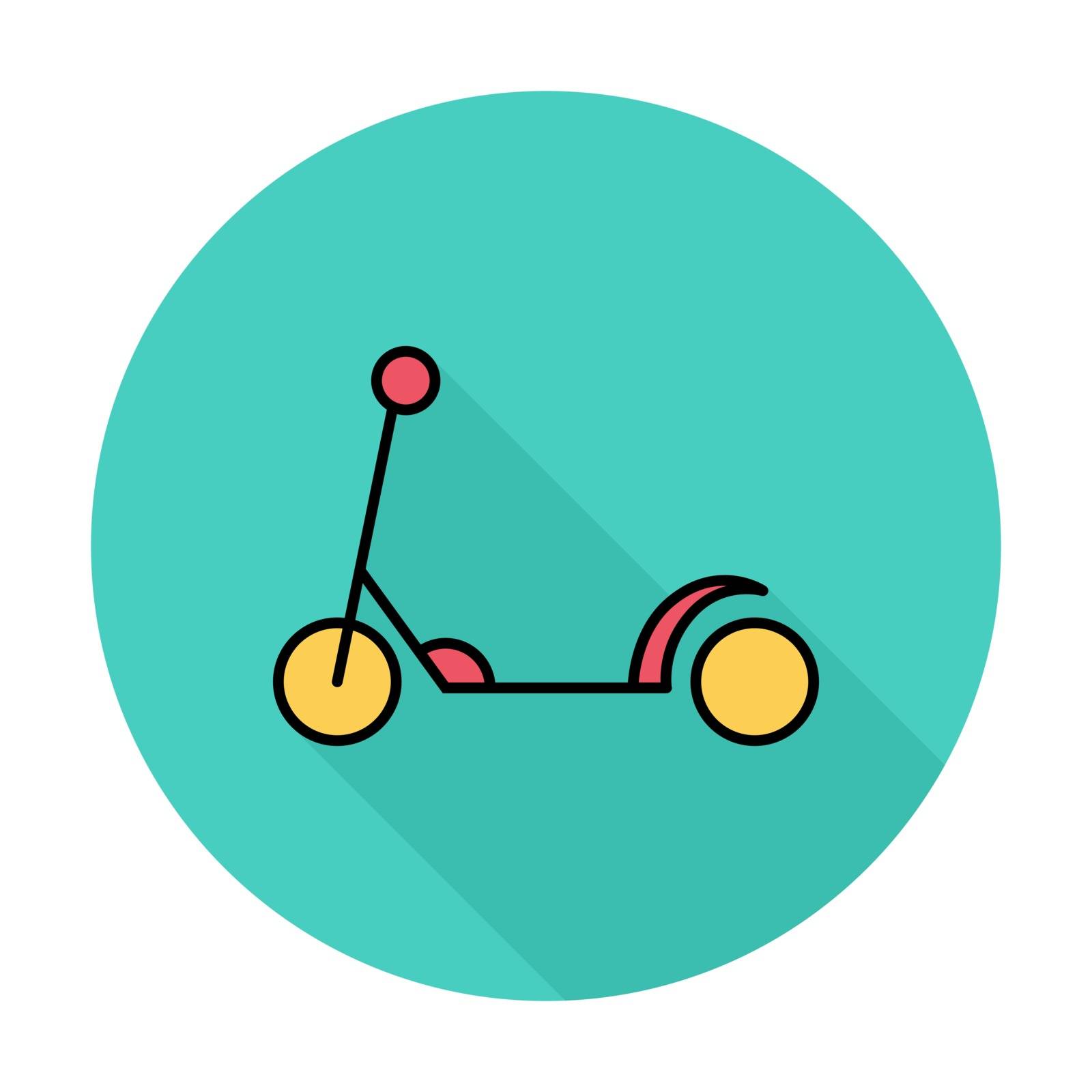 Scooter child thin line flat vector related icon set for web and mobile applications. It can be used as - pictogram, icon, infographic element. Vector Illustration.