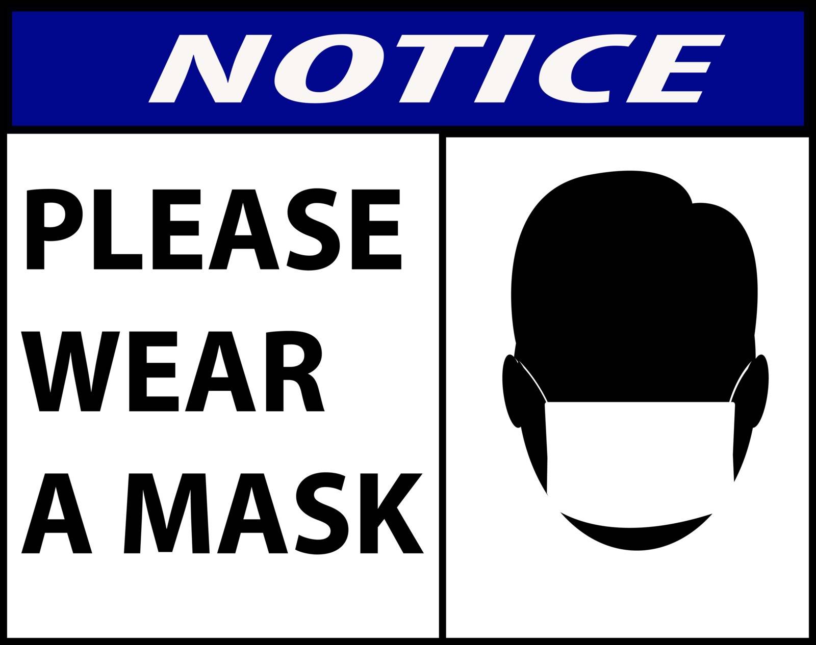 notice or mandatory sign,for wear a mask to safety