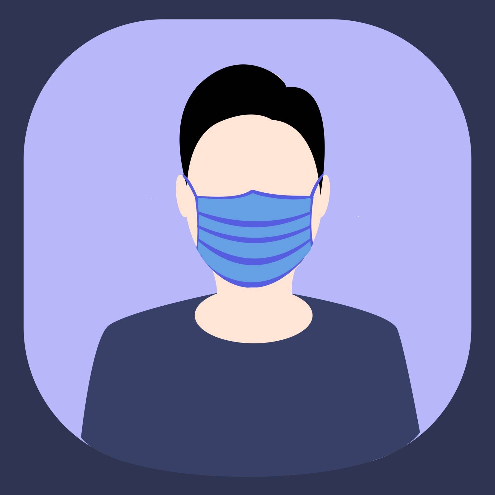 Man wearing hygienic mask to safety,flat illustration