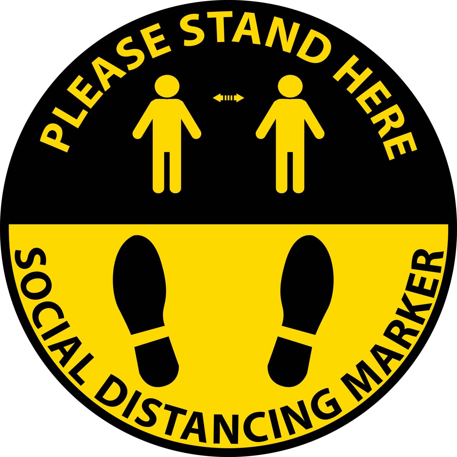 Stand Here Social distancing marker pictogram Icon sign by ardeann