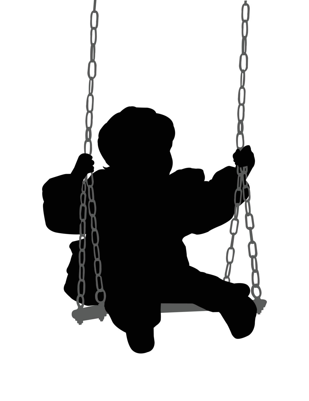 child swinging silhouette - vector