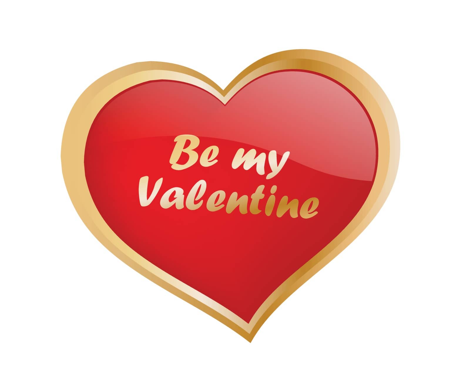 glossy heart with "be my valentine" text - vector