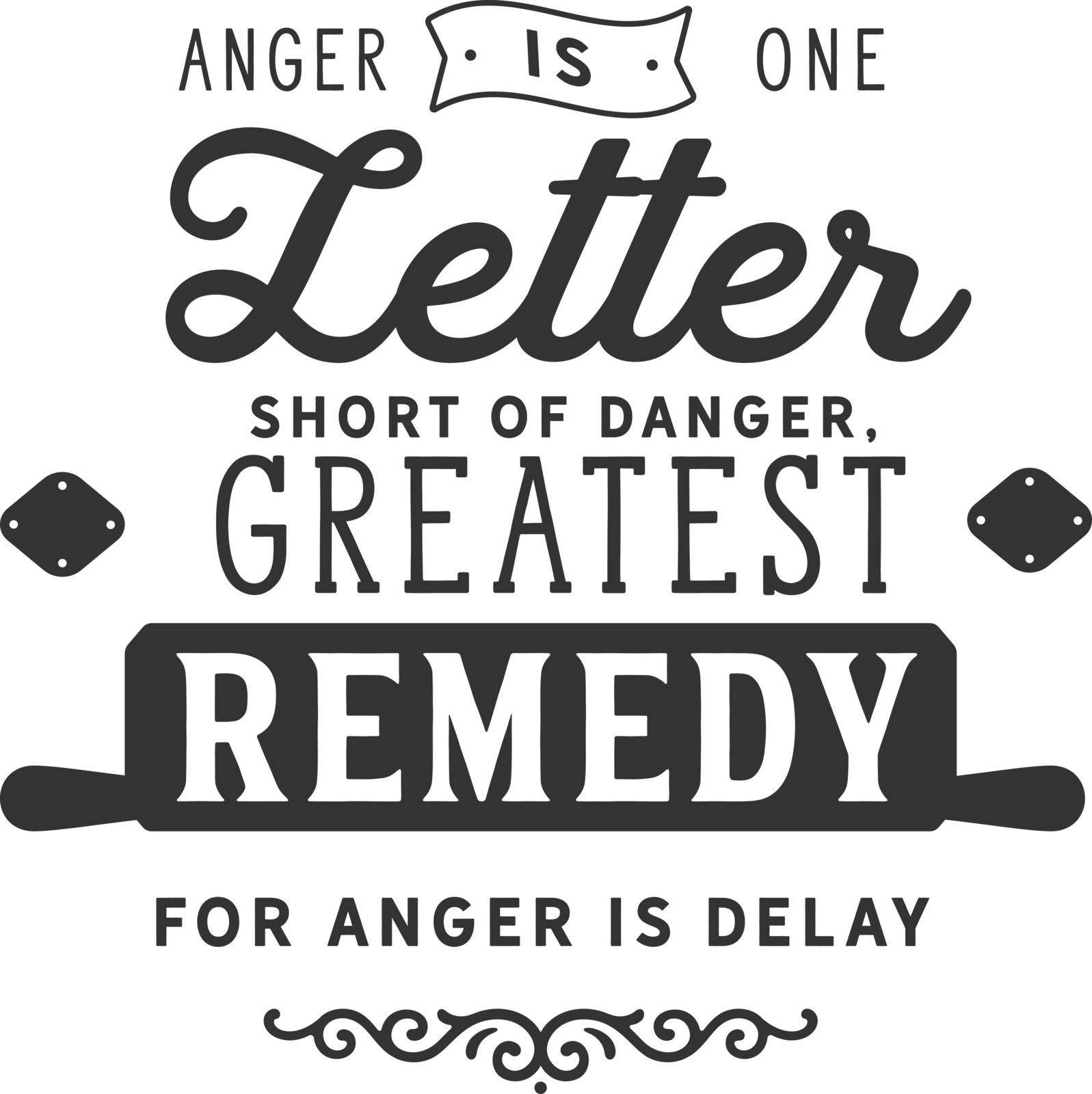Anger is one letter short of danger, Greatest remedy for anger is delay