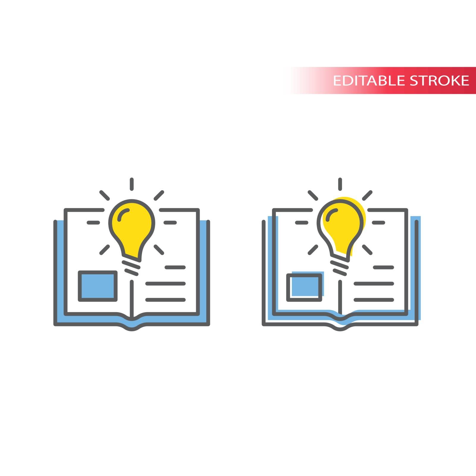 Lightbulb, knowledge, education concept outline colorful icon, editable stroke