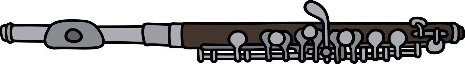 The vectorized hand drawing of a classic steel and  wooden piccolo