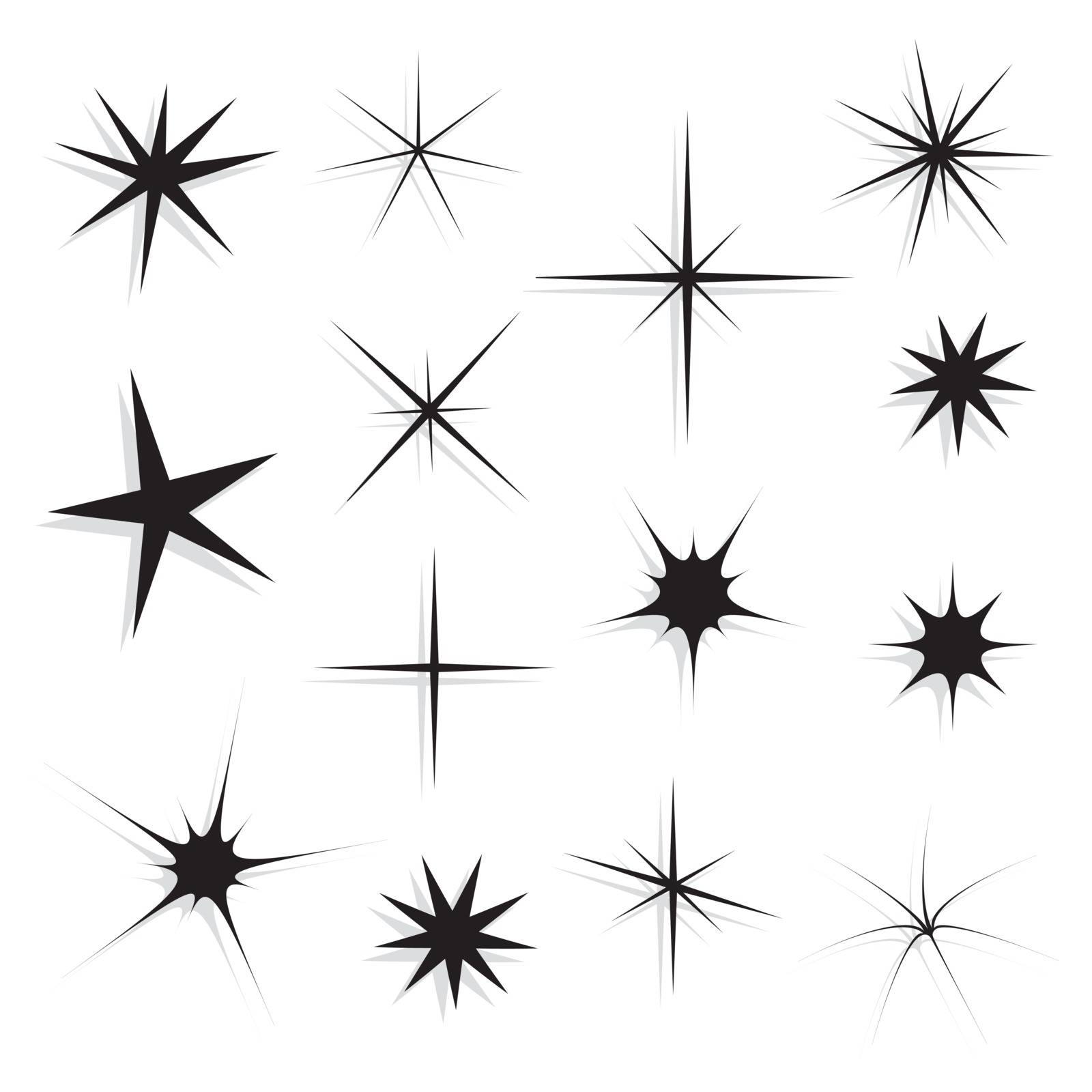 Set of Star Sparkle Shape Symbol and Icon Vector illustration. by Ienjoyeverytime