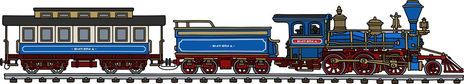 Hand drawing of a classic american steam train - not a real model
