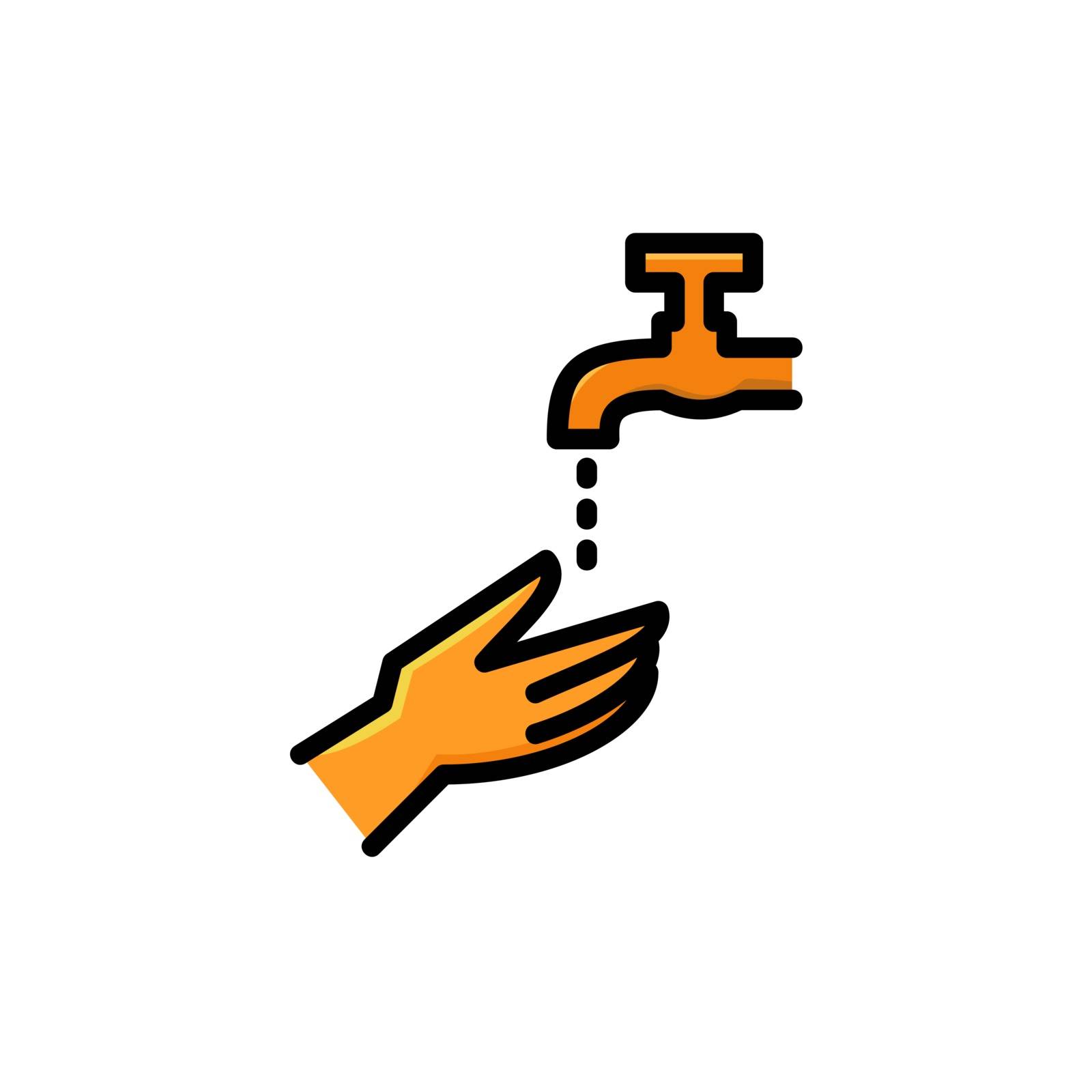 ritual ablution before prayer fill outline icon