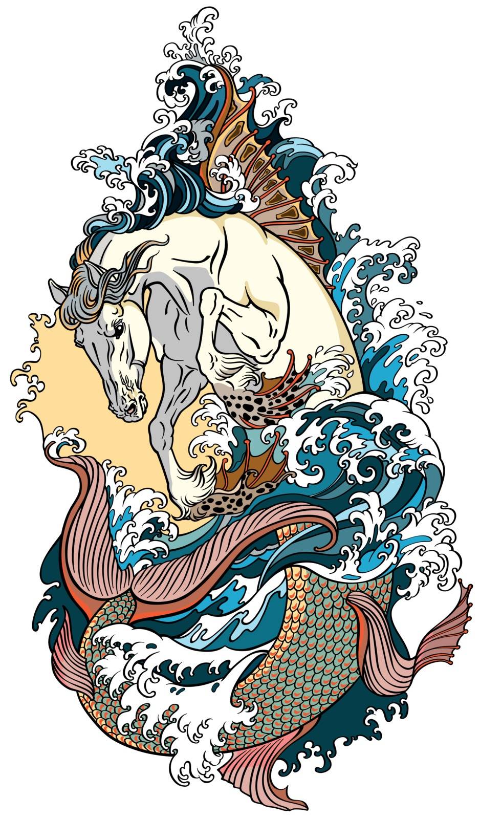 Mythological sea horse hippocampus by insima