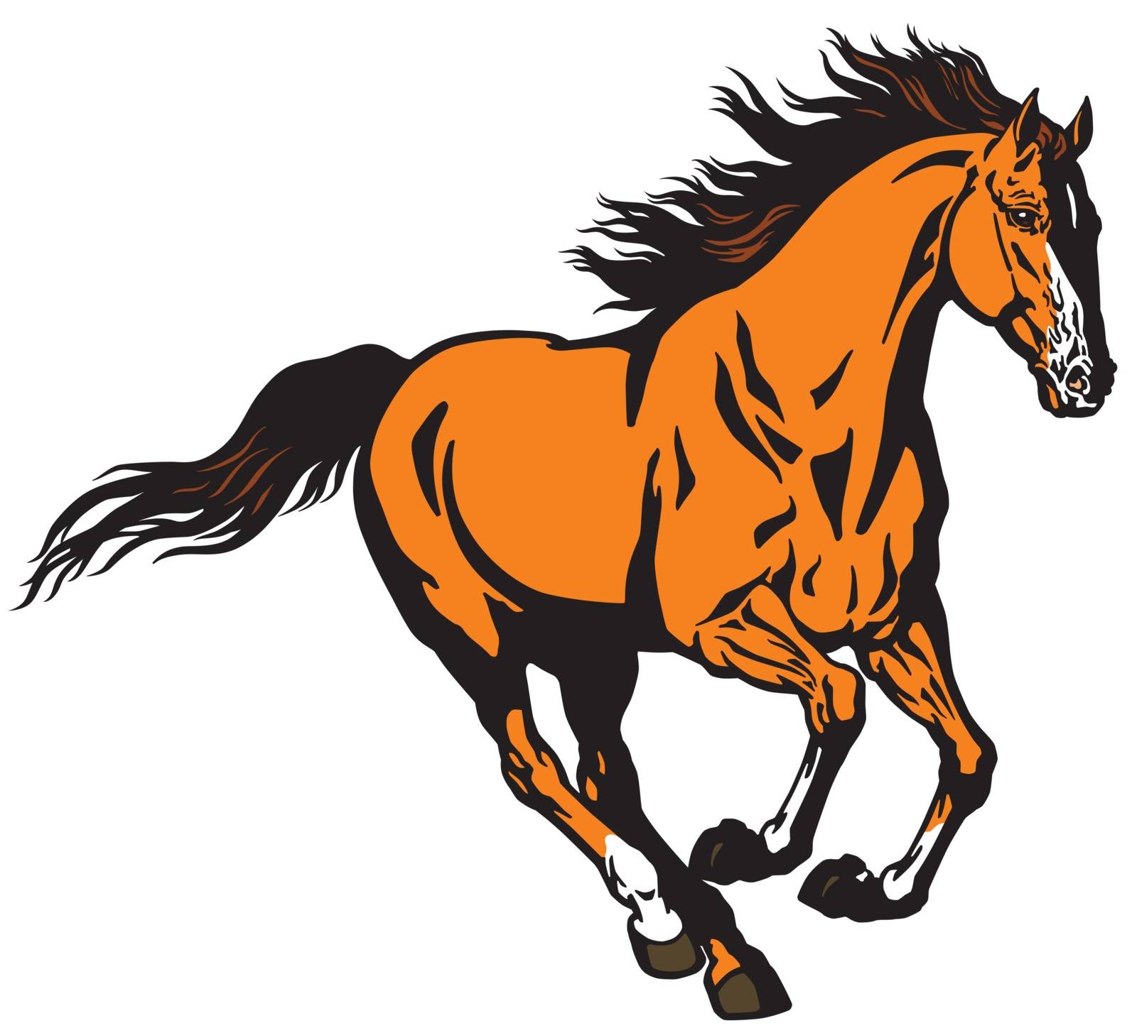 running wild stallion horse. Mustang in the gallop .Isolated vector illustration
