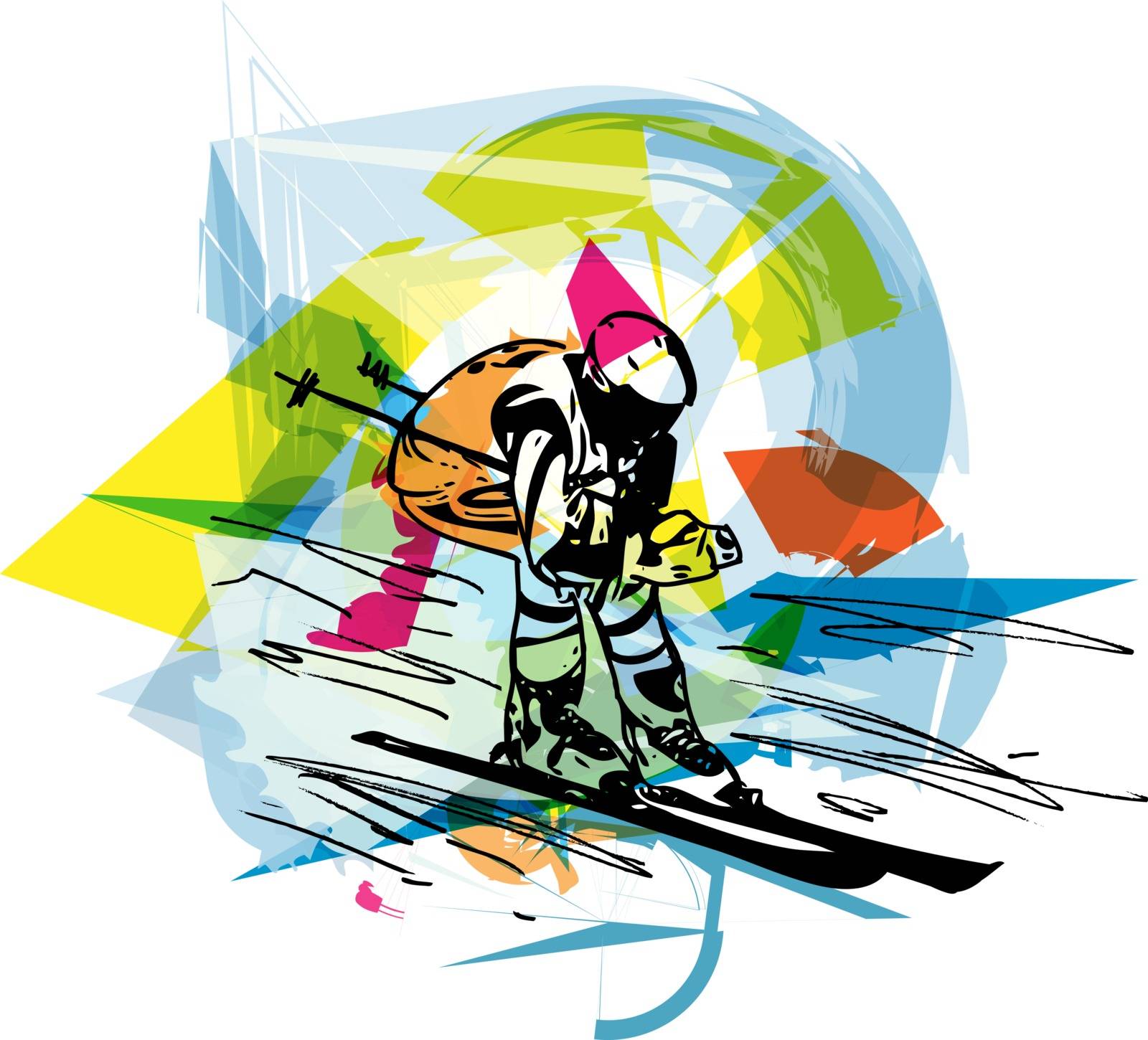 Skiing sketch illustration by aroas