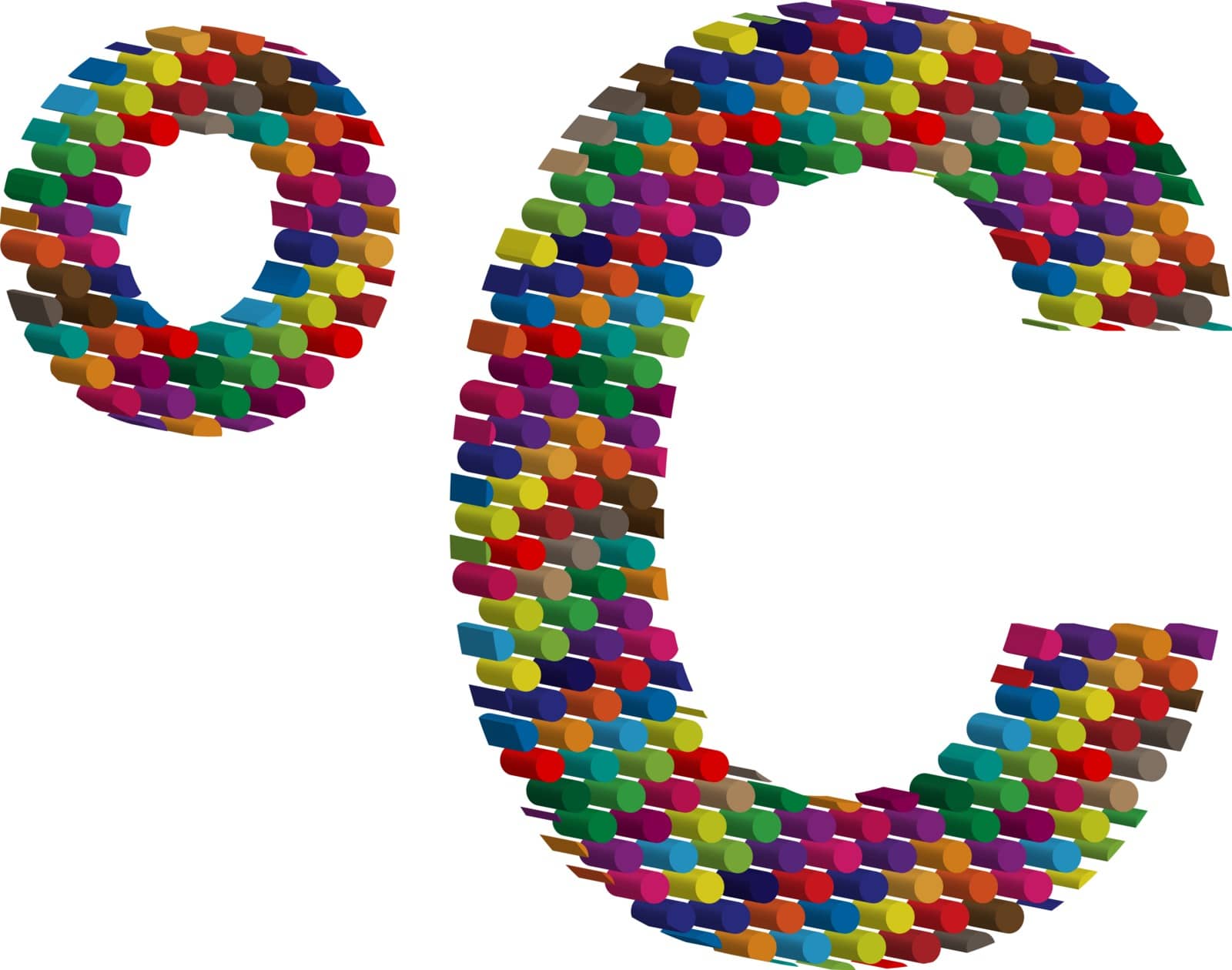 Colorful three-dimensional symbol by aroas